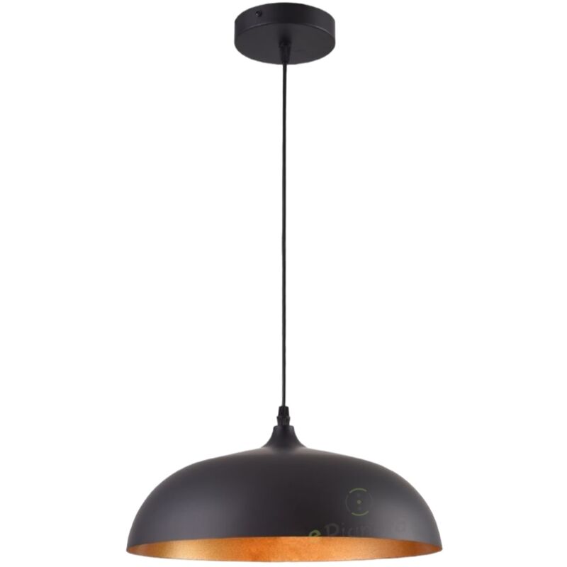 foto del prodotto lampadario a sospensione industriale a campana 35cm in metallo con attacco e27 vintage per salotto cucina nero bianco nero