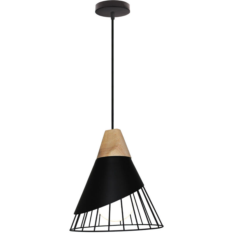 foto del prodotto lampadario a sospensione industriale creativo paralume 25cm a forma di badminton in metallo e legno plafoniera e27 lampada per camera da letto