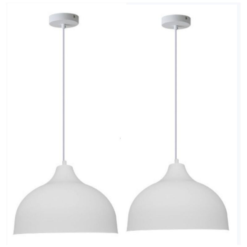 foto del prodotto lampadario a sospensione industriale retr lampada a sospensione metallo plafoniera bianco lampada da soffitto creativo 2 pezzi