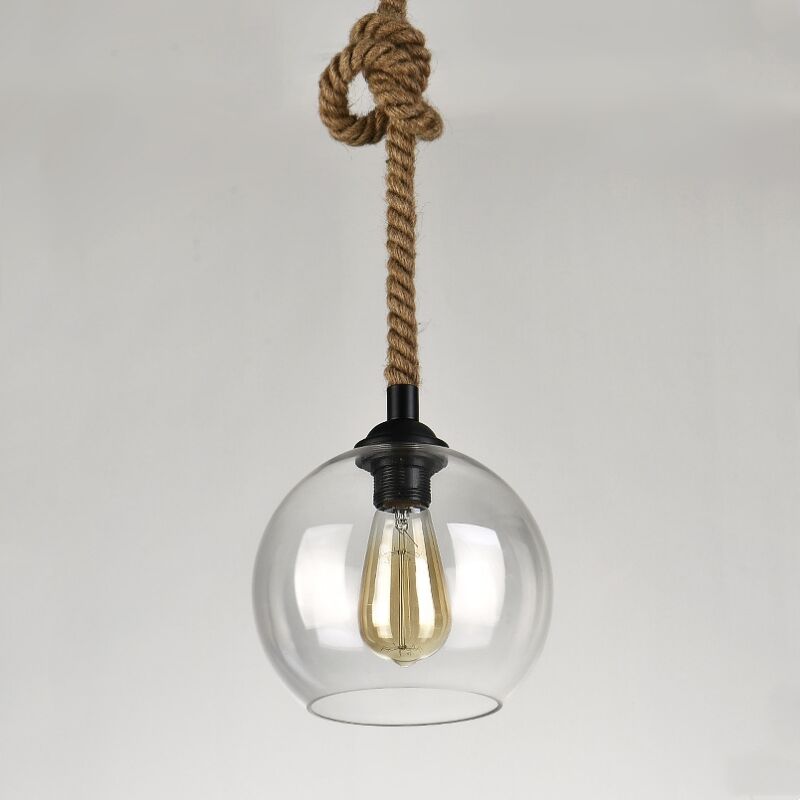 foto del prodotto lampadario a sospensione industriale vintage e27 lampada a soffitto di vetro globo luce sospensione regolabile 20cm a