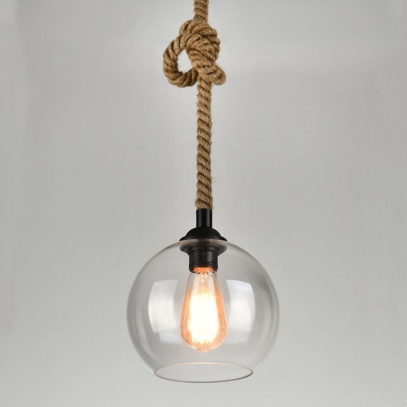 foto del prodotto lampadario a sospensione industriale vintage e27 lampada a soffitto di vetro globo luce sospensione regolabile 25cm a