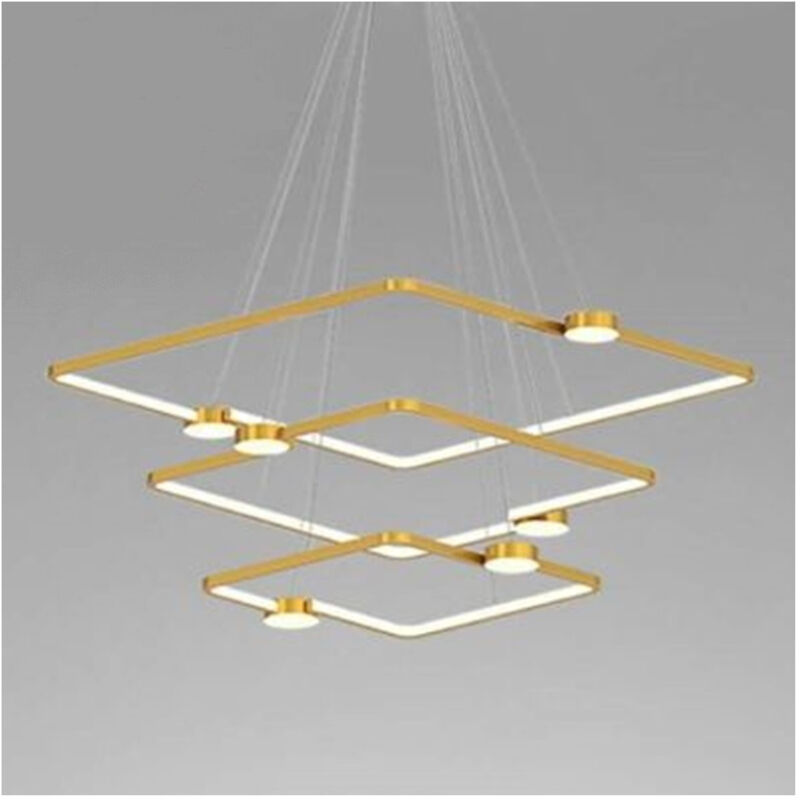 foto del prodotto lampadario a sospensione led 112w 3 quadrati con telecomando design moderno oro 71231 trade shop traesio