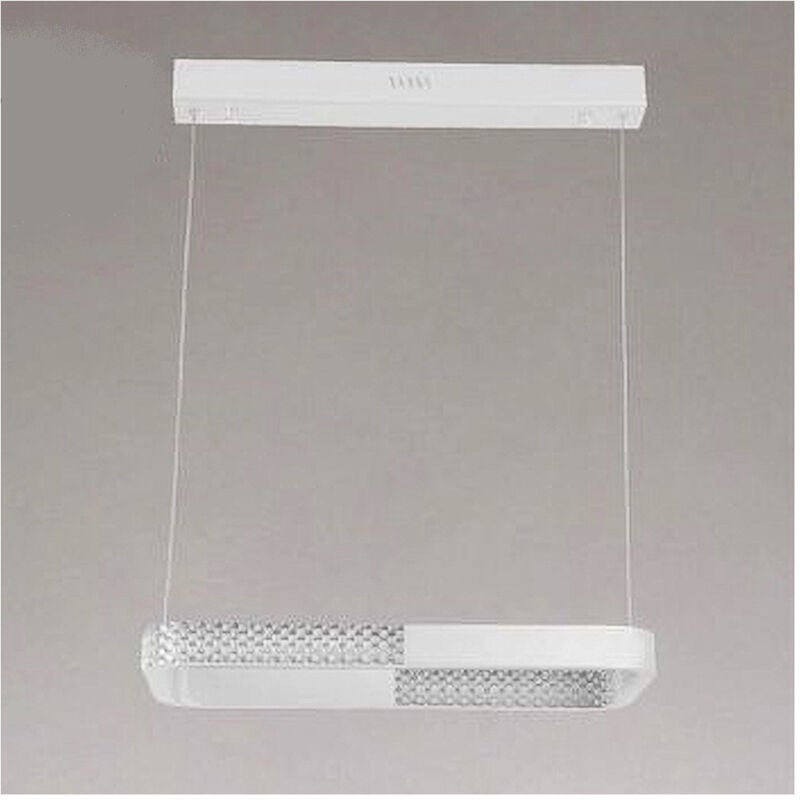 foto del prodotto lampadario a sospensione led 18w rettangolare bianco cristallo telecomando 32002 - - trade shop traesio