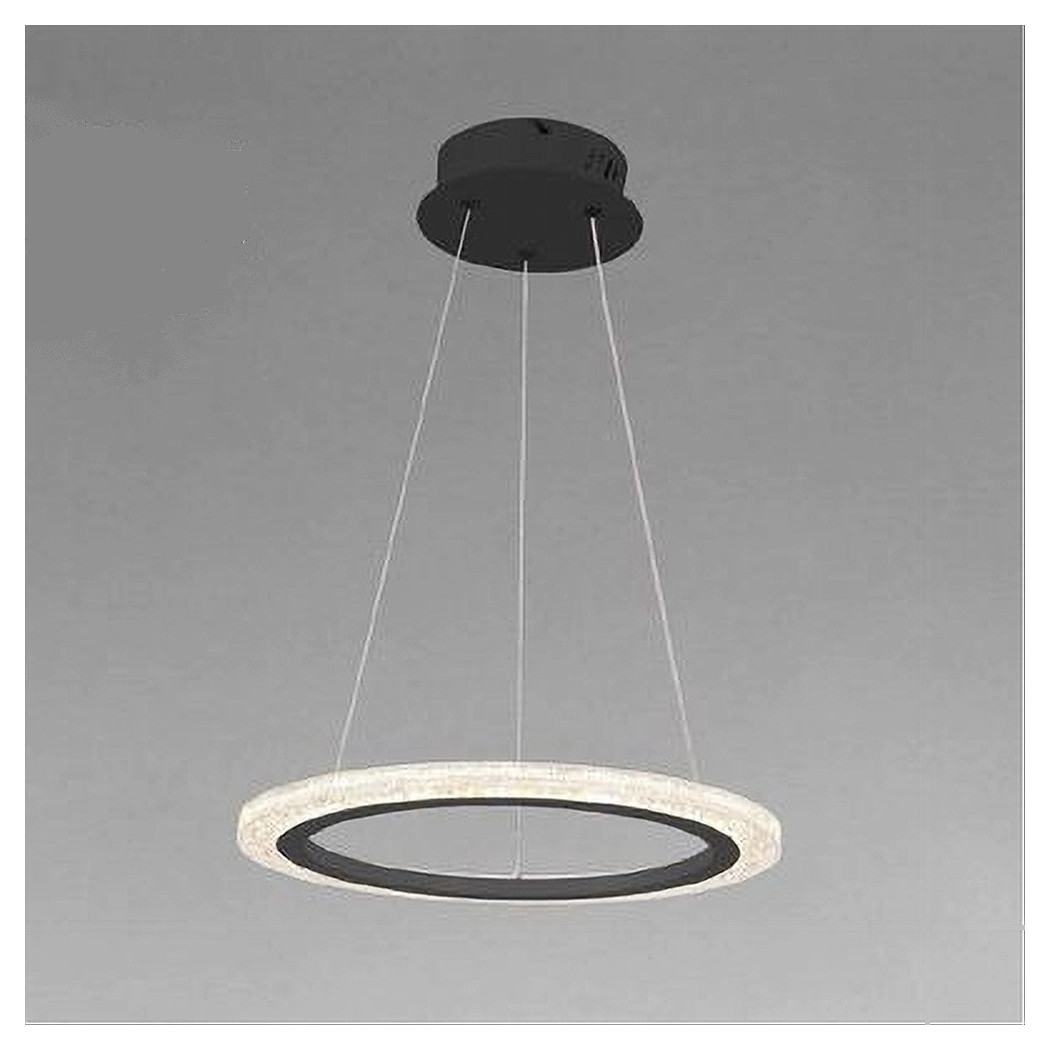 foto del prodotto lampadario a sospensione led 24 watt cerchio anello effetto cristallo nero 31906 trade shop traesio