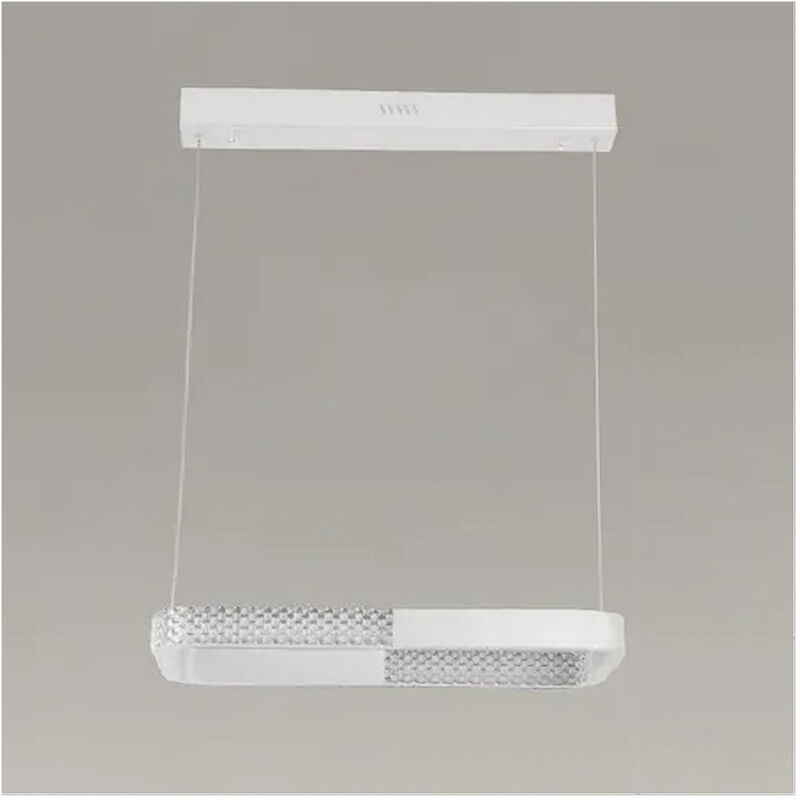 foto del prodotto lampadario a sospensione led 24w rettangolare bianco cristallo con telecomando 32033 trade shop traesio
