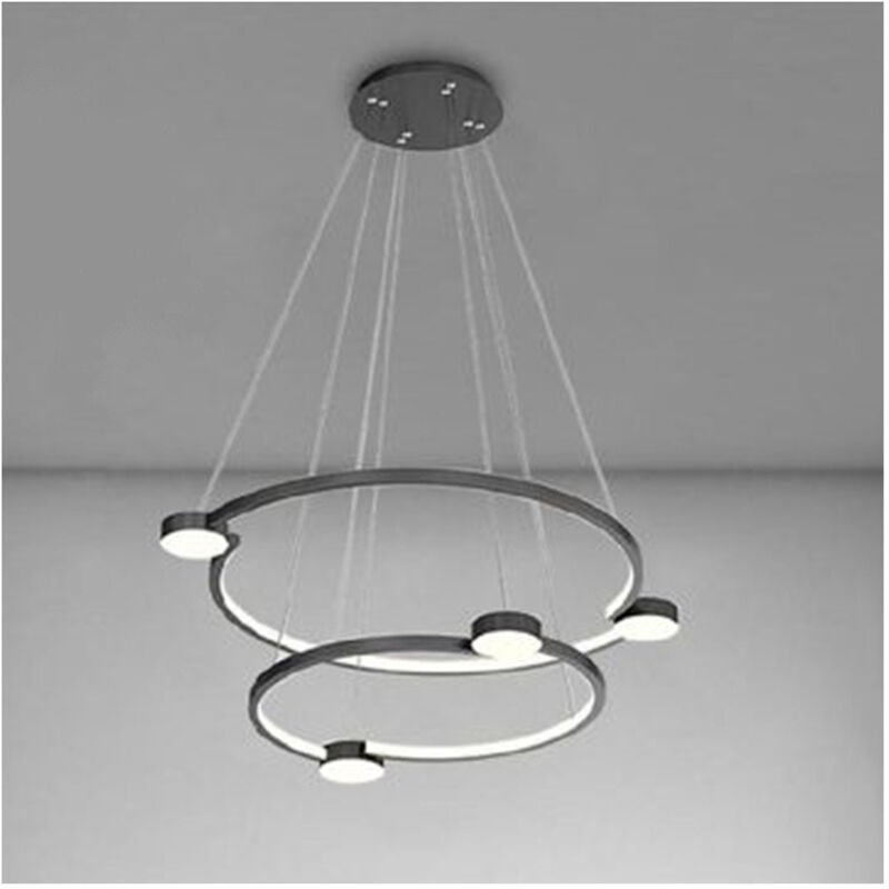 foto del prodotto lampadario a sospensione led 60w 2 cerchi con telecomando design moderno nero 71125 trade shop traesio