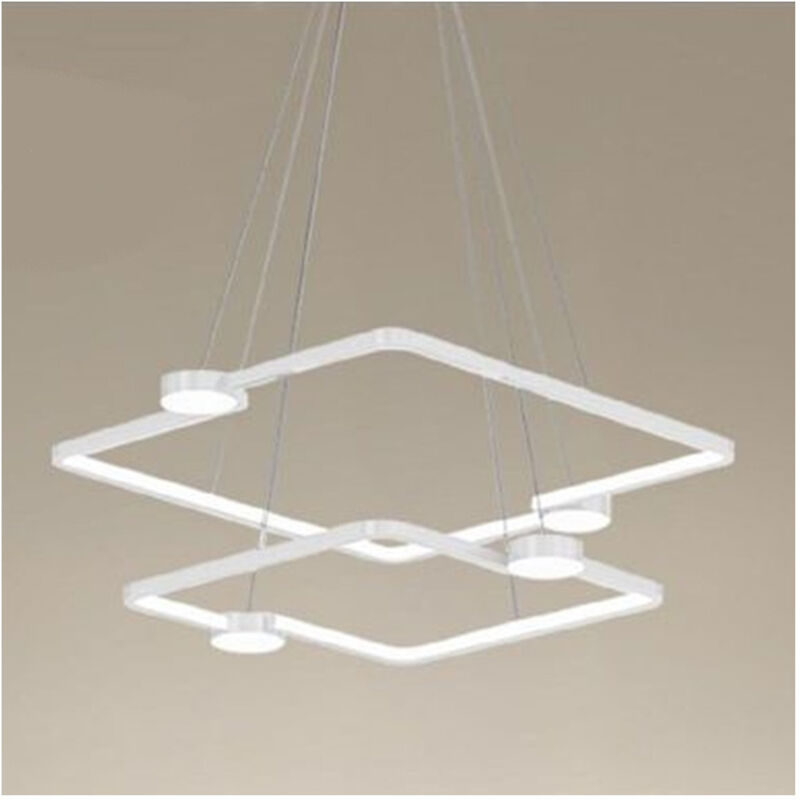 foto del prodotto lampadario a sospensione led 60w 2 quadrati con telecomando design moderno bianco 71194 trade shop traesio