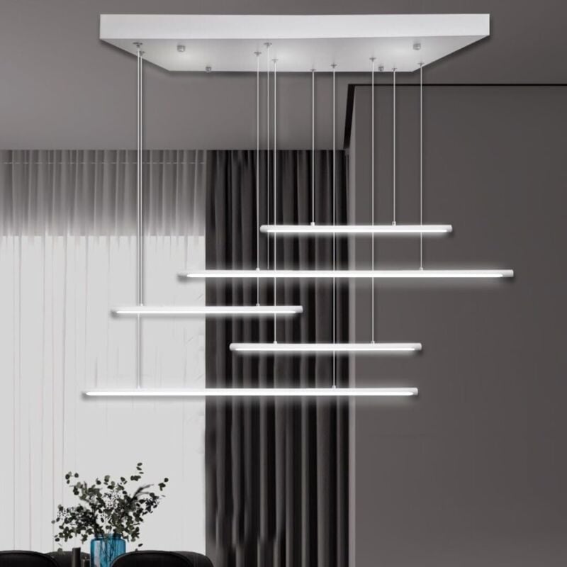 foto del prodotto lampadario a sospensione led dimmerabile con telecomando, luce calda e fredda 3000k 6500k, ideale per soggiorno, cucina e camera da letto, 38w