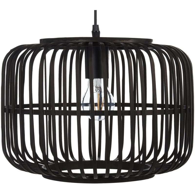 foto del prodotto lampadario a sospensione legno di bamb nero 128 cm lampadario a gabbia boho macheke