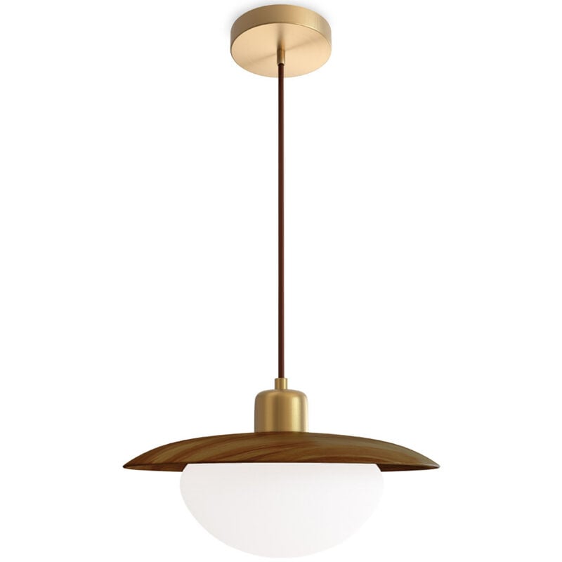 foto del prodotto lampadario a sospensione legno quinci noce