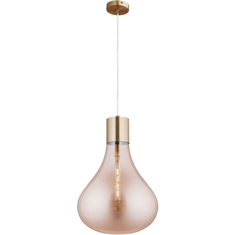 foto del prodotto lampadario a sospensione lumineca triz 40x50 cm ambra