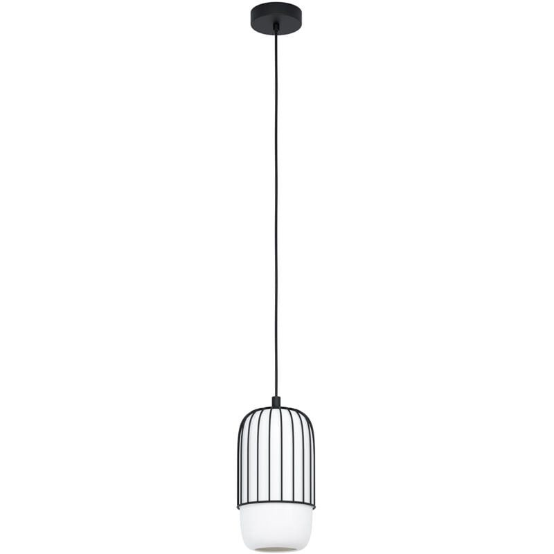 foto del prodotto lampadario a sospensione minimal muleges acciaio nero vetro 1 luce e27