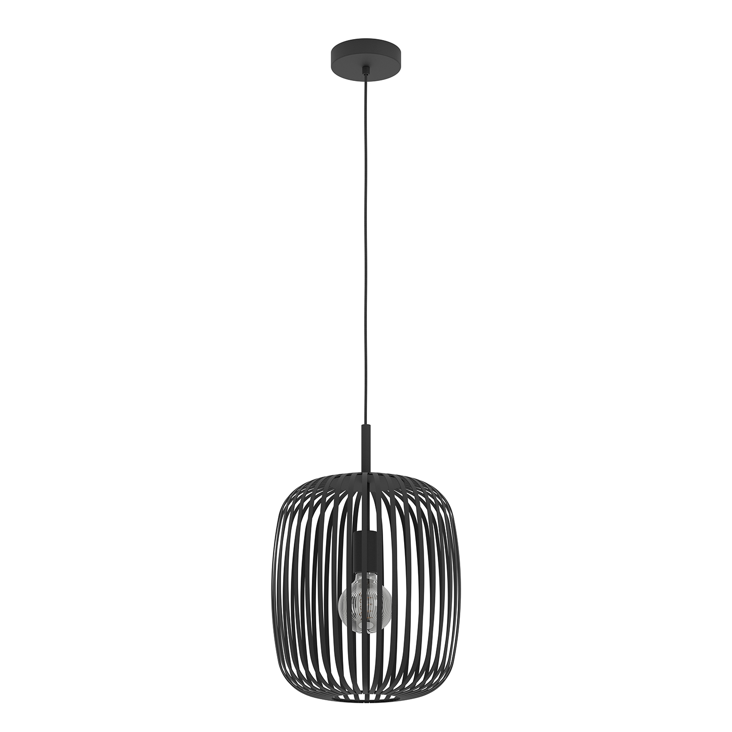 foto del prodotto lampadario a sospensione minimal romazzina acciaio nero 1 luce e27