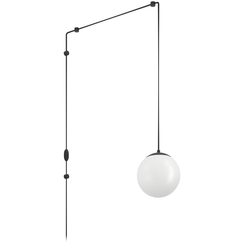 foto del prodotto lampadario a sospensione minimal rondo 3 acciaio nero vetro 1 luce e27