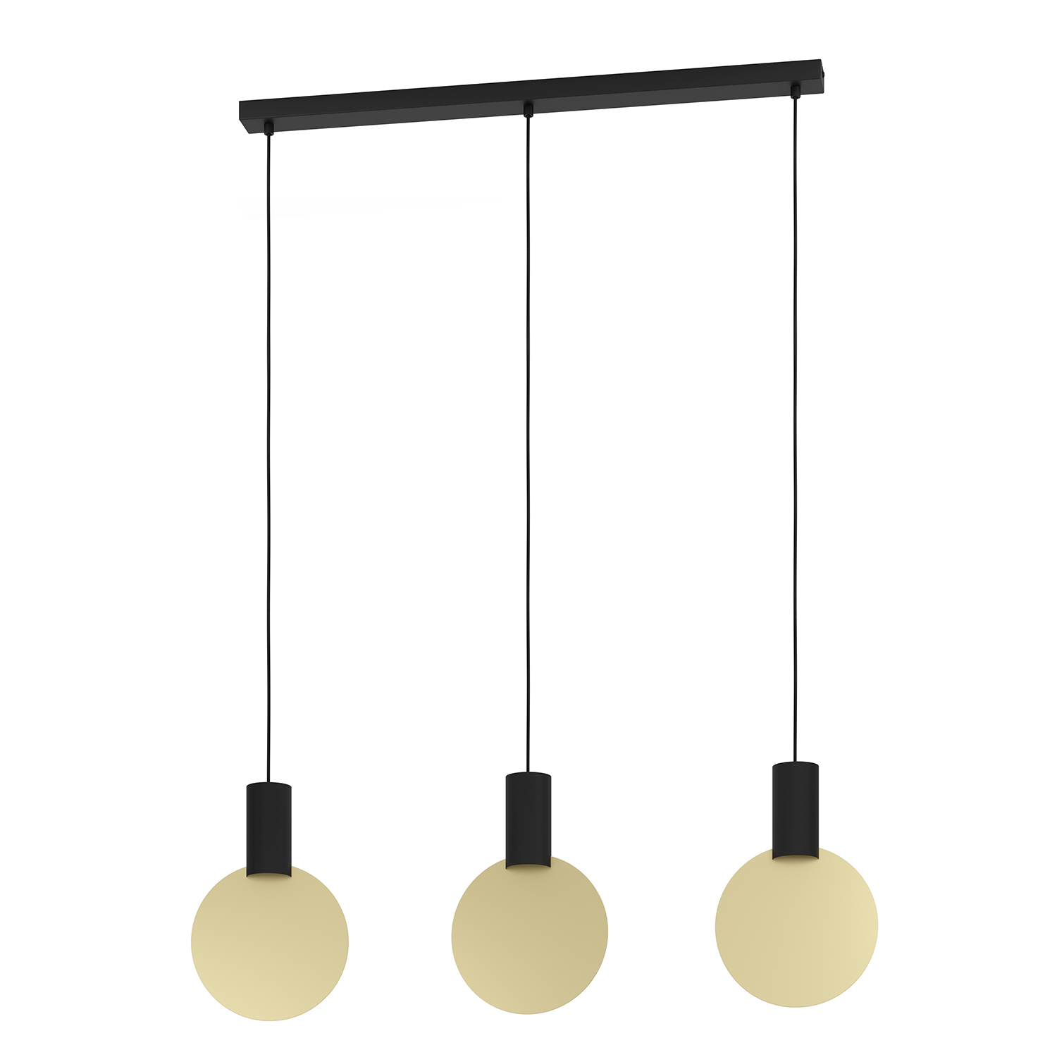 foto del prodotto lampadario a sospensione minimal sarona acciaio nero oro 3 luci gu10 4,5w