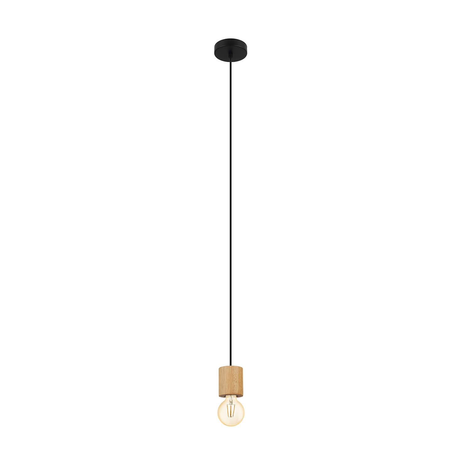 foto del prodotto lampadario a sospensione minimal turialdo metallo nero legno 1 luce e27
