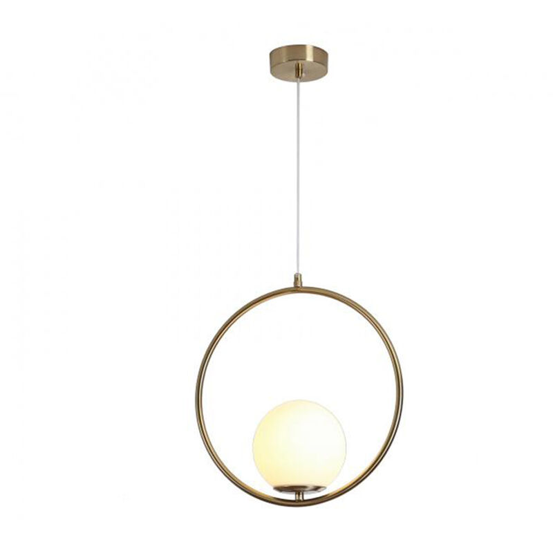 foto del prodotto lampadario a sospensione minimalista lampada per tavolo in metallo bronzo con sfera in vetro per cucina camera da letto g9