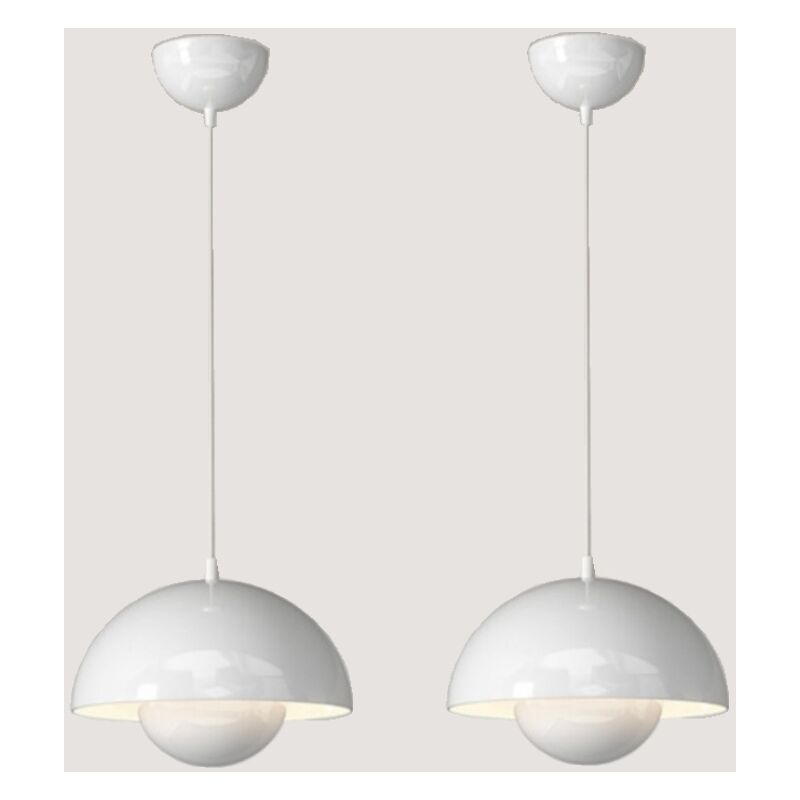 foto del prodotto lampadario a sospensione moderna lampada a sospensione semplice regolabile lampada a soffitto metallo bianco 2 pezzi