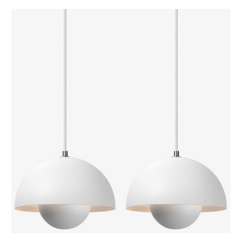 foto del prodotto lampadario a sospensione moderna lampada a sospensione semplice regolabile lampada a soffitto metallo bianco opaco 2 pezzi