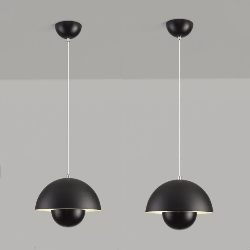 foto del prodotto lampadario a sospensione moderna lampada a sospensione semplice regolabile lampada a soffitto metallo nero opaco 2 pezzi