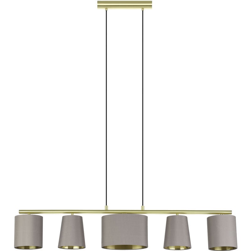 foto del prodotto lampadario a sospensione moderno almeida 2 acciaio ottone cappuccino 5 luci e14