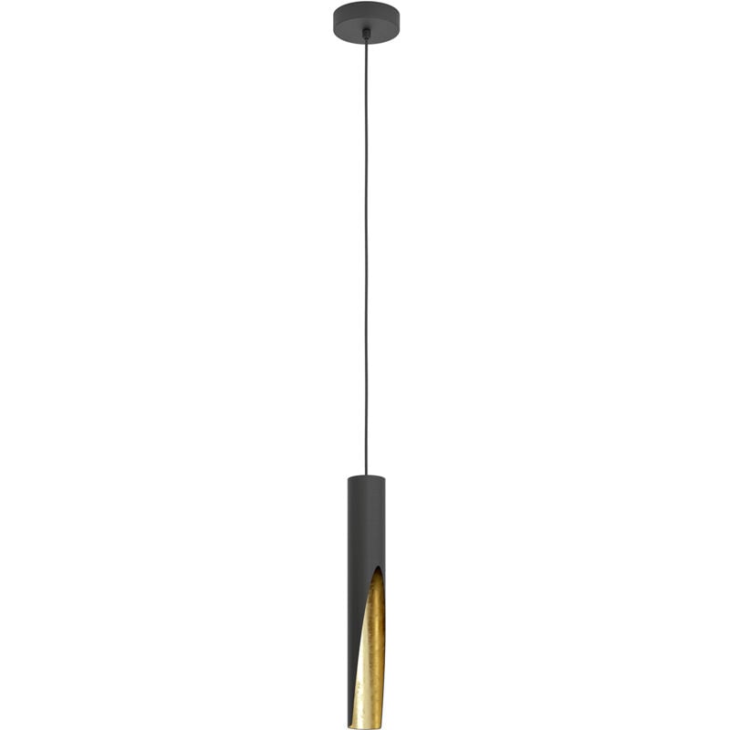 foto del prodotto lampadario a sospensione moderno barbotto acciaio nero oro 1 luce gu10 4,5w