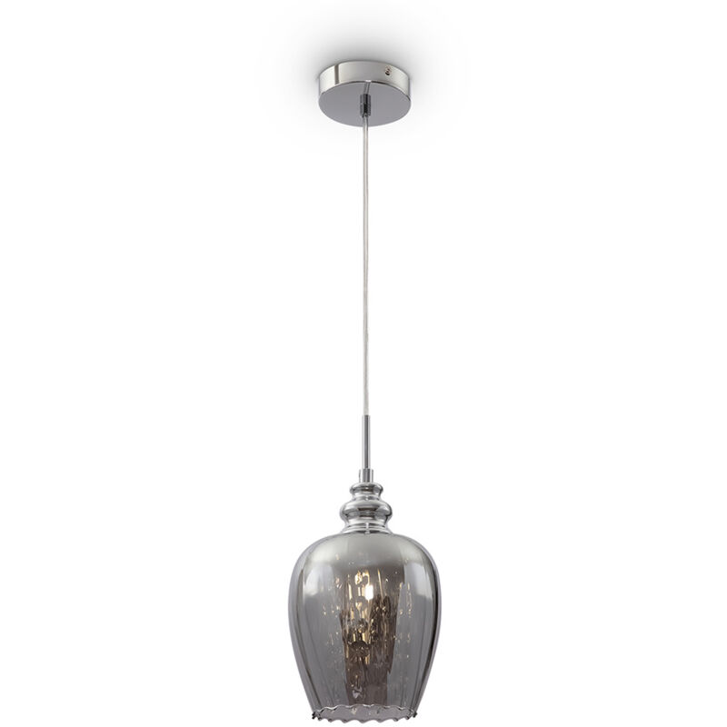 foto del prodotto lampadario a sospensione moderno blues metallo argento vetro 1 luce e14 40w