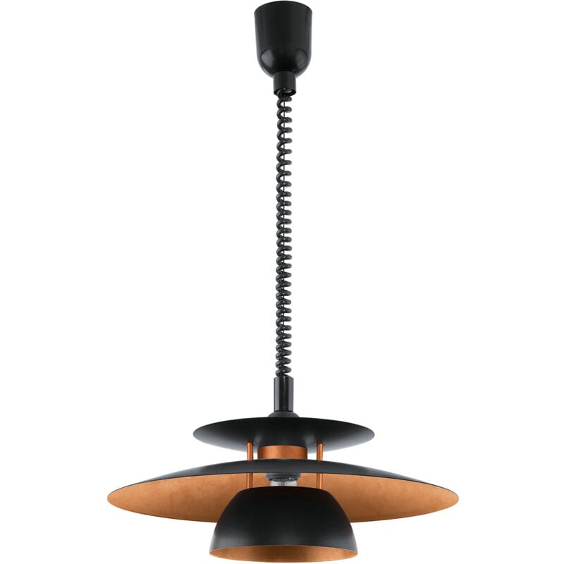 foto del prodotto lampadario a sospensione moderno brenda policarbonato nero rame 1 luce e27