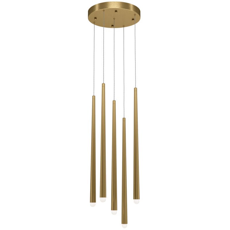 foto del prodotto lampadario a sospensione moderno cascade alluminio ottone 5 luci led 30w