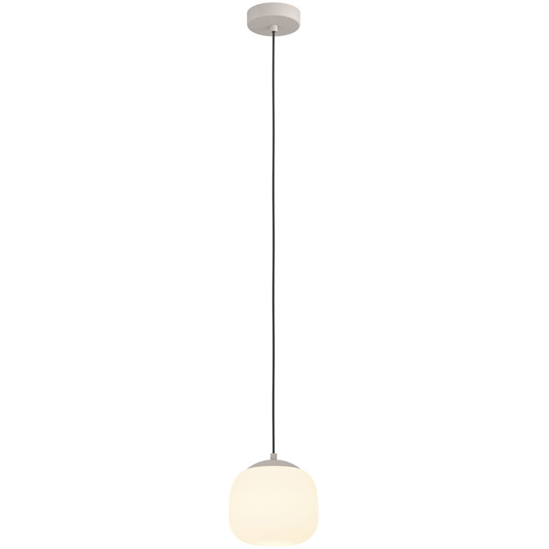 foto del prodotto lampadario a sospensione moderno cominio acciaio tortora vetro 1 luce e27