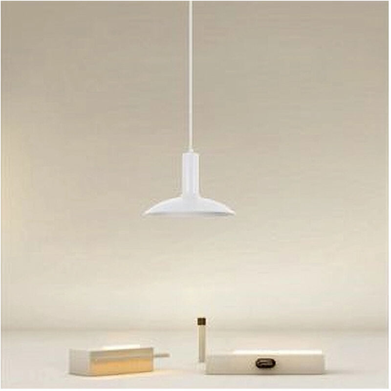 foto del prodotto lampadario a sospensione moderno con paralume semisfera in ferro bianco e27 33788 trade shop traesio