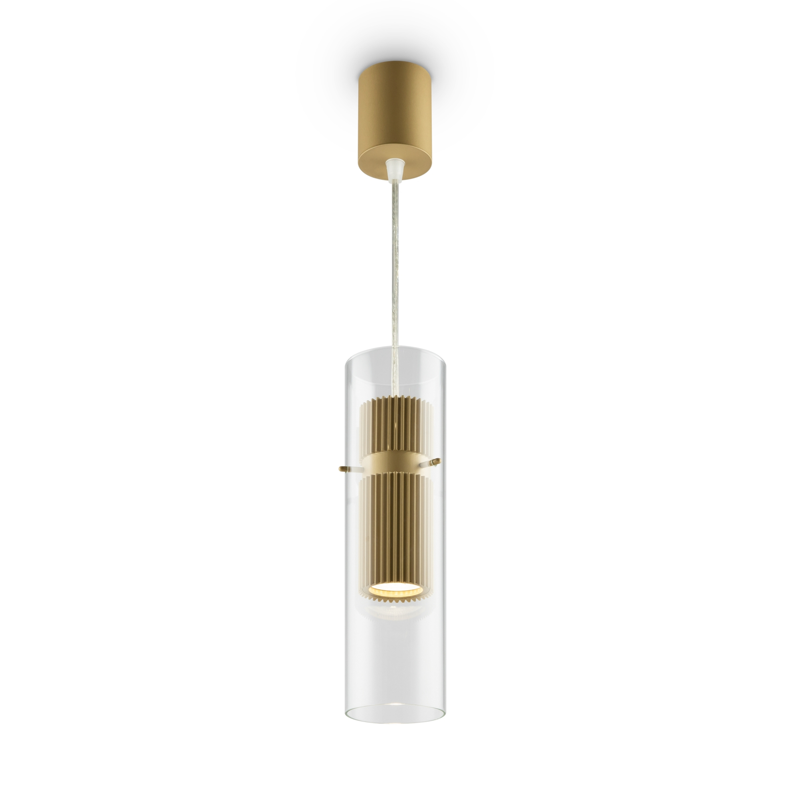 foto del prodotto lampadario a sospensione moderno dynamics alluminio oro vetro 1 luce gu10 50w