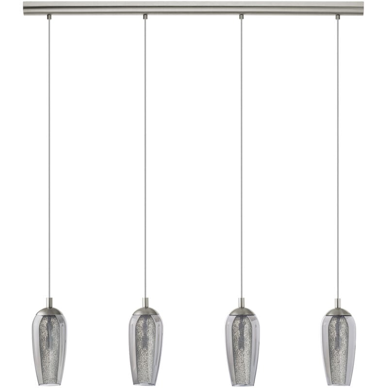 foto del prodotto lampadario a sospensione moderno farsala acciaio nichel vetro 4 luci g9 3w
