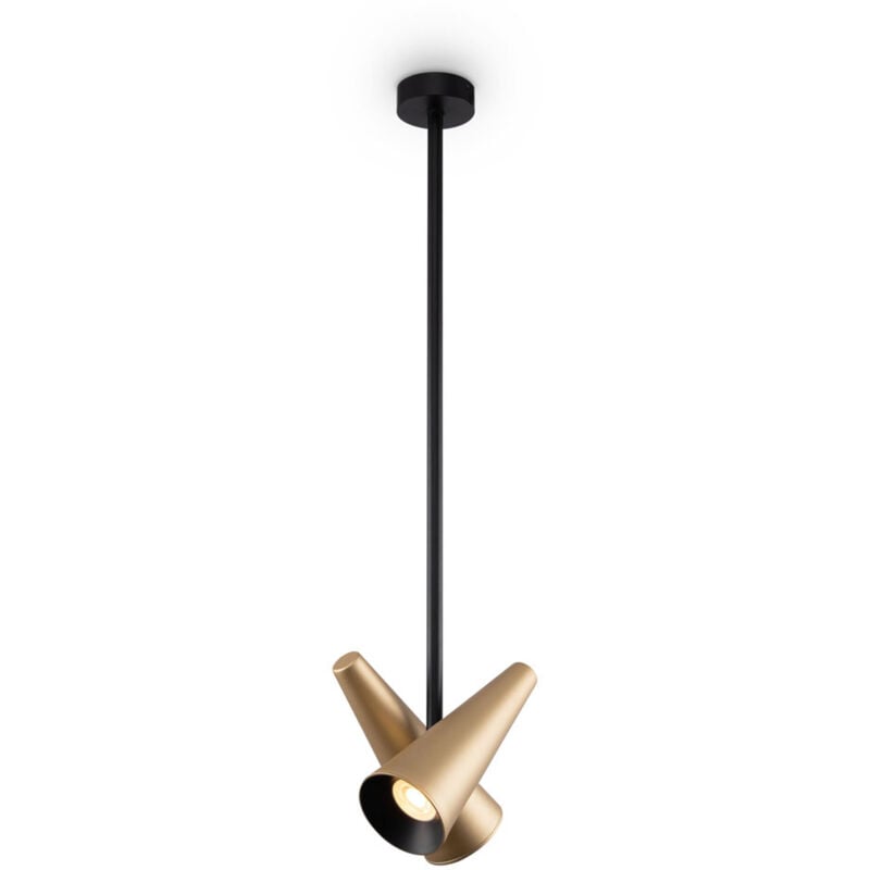 foto del prodotto lampadario a sospensione moderno giro metallo ottone alluminio 2 luci gu10 50w