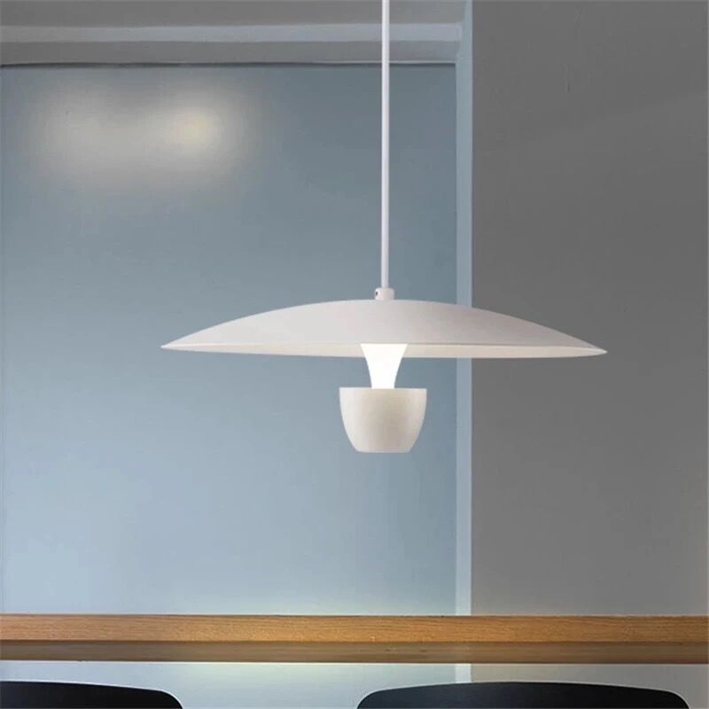 foto del prodotto lampadario a sospensione moderno in ferro bianco da soffitto con lampada luce calda a led integrato 11 watt