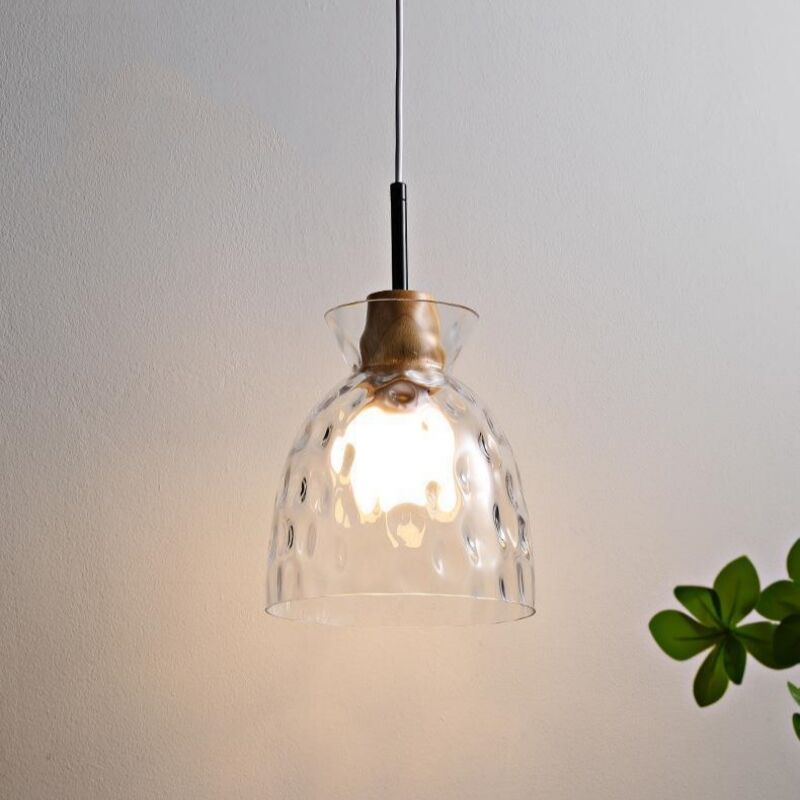 foto del prodotto lampadario a sospensione moderno lampada a soffitto vetro legno plafoniera art d eco per sala da pranzo cucina 19cm