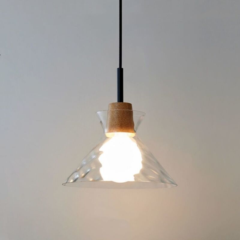 foto del prodotto lampadario a sospensione moderno lampada a soffitto vetro legno plafoniera art d eco per sala da pranzo cucina 25cm