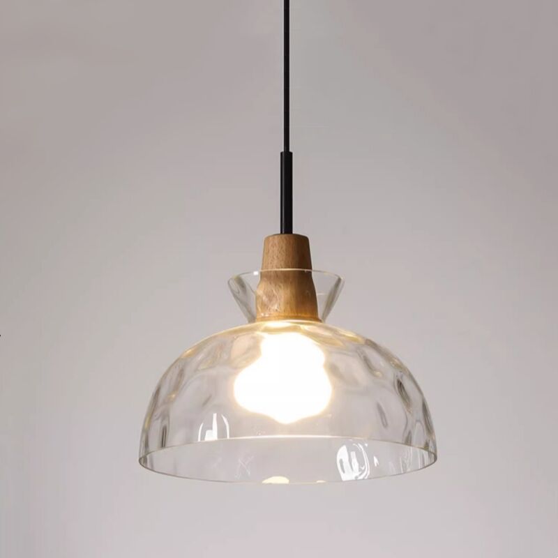 foto del prodotto lampadario a sospensione moderno lampada a soffitto vetro legno plafoniera art d eco per sala da pranzo cucina 27cm