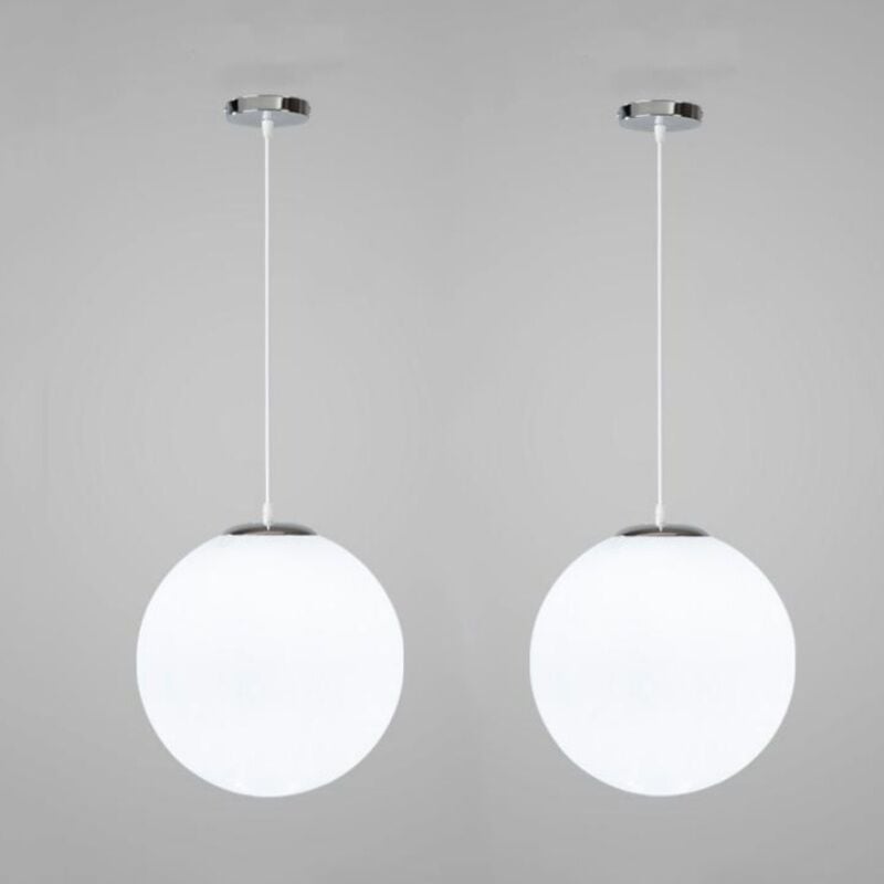 foto del prodotto lampadario a sospensione moderno lampada a sospensione rondo lampada da soffitto bianco latte 18cm 2 pezzi