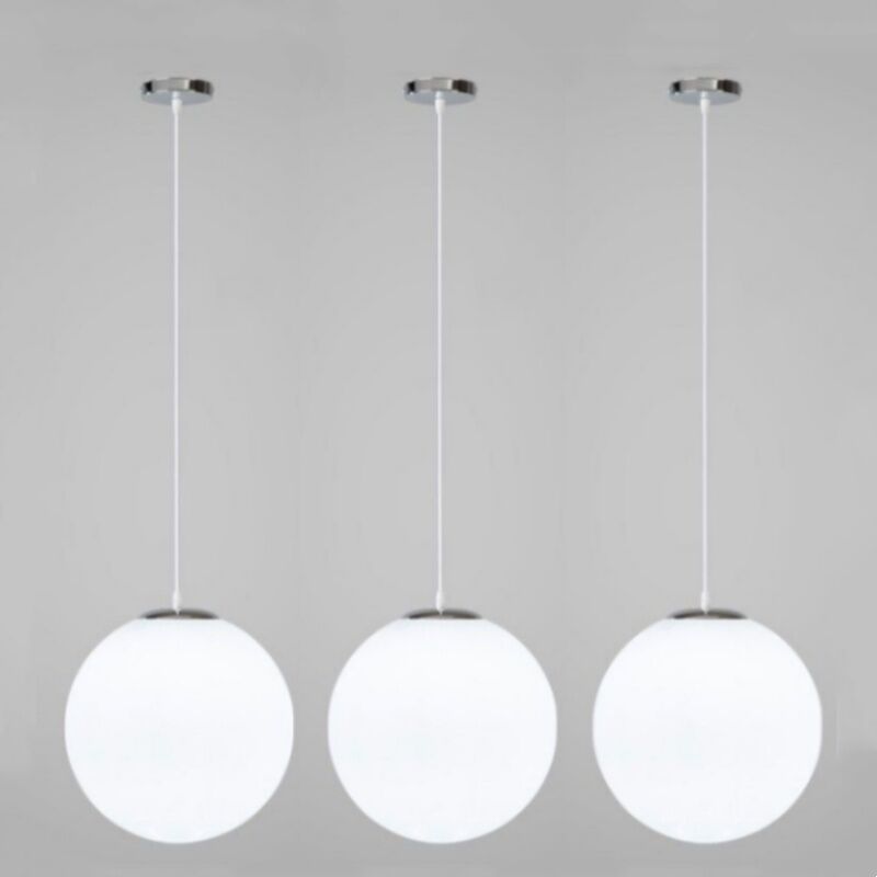 foto del prodotto lampadario a sospensione moderno lampada a sospensione rondo lampada da soffitto bianco latte 25cm 3 pezzi
