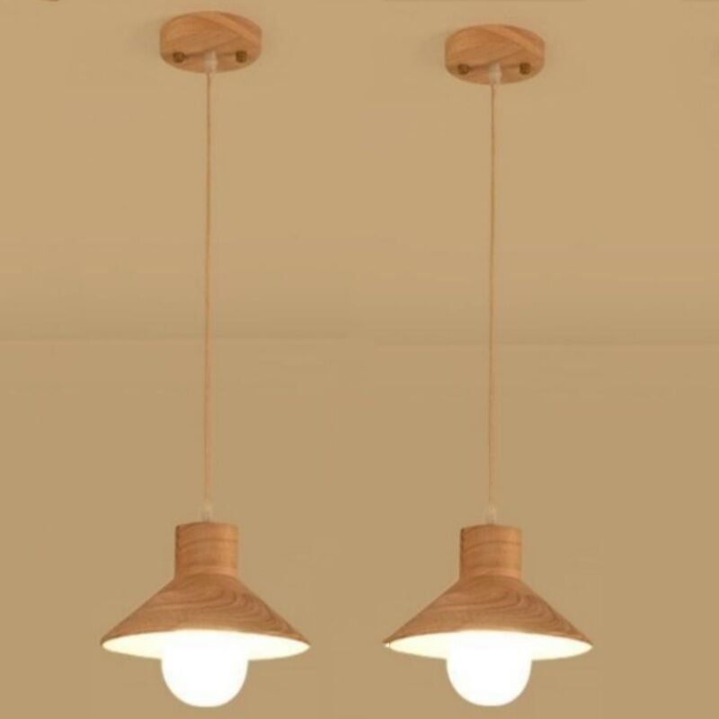 foto del prodotto lampadario a sospensione moderno lampada da soffitto in legno plafoniera interni per camera da letto soggiorno 20cm 2 pezzi