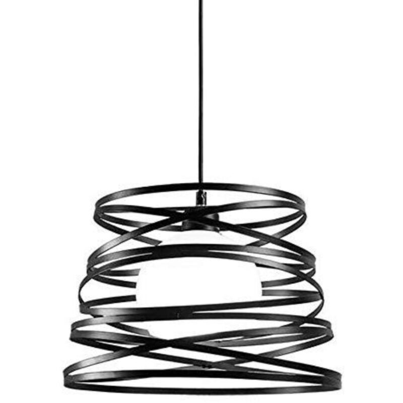foto del prodotto lampadario a sospensione moderno, lampadario vintage industriale con a fasce intrecciate in ferro verniciato finish opaco, 29x24cm, adatto per sala