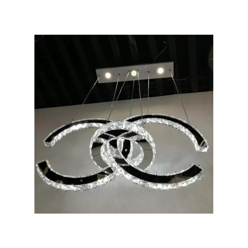 foto del prodotto lampadario a sospensione moderno led stile chanel in cristallo, design elegante con luminosit dimmerabile, perfetto per salotti, sale da pranzo o