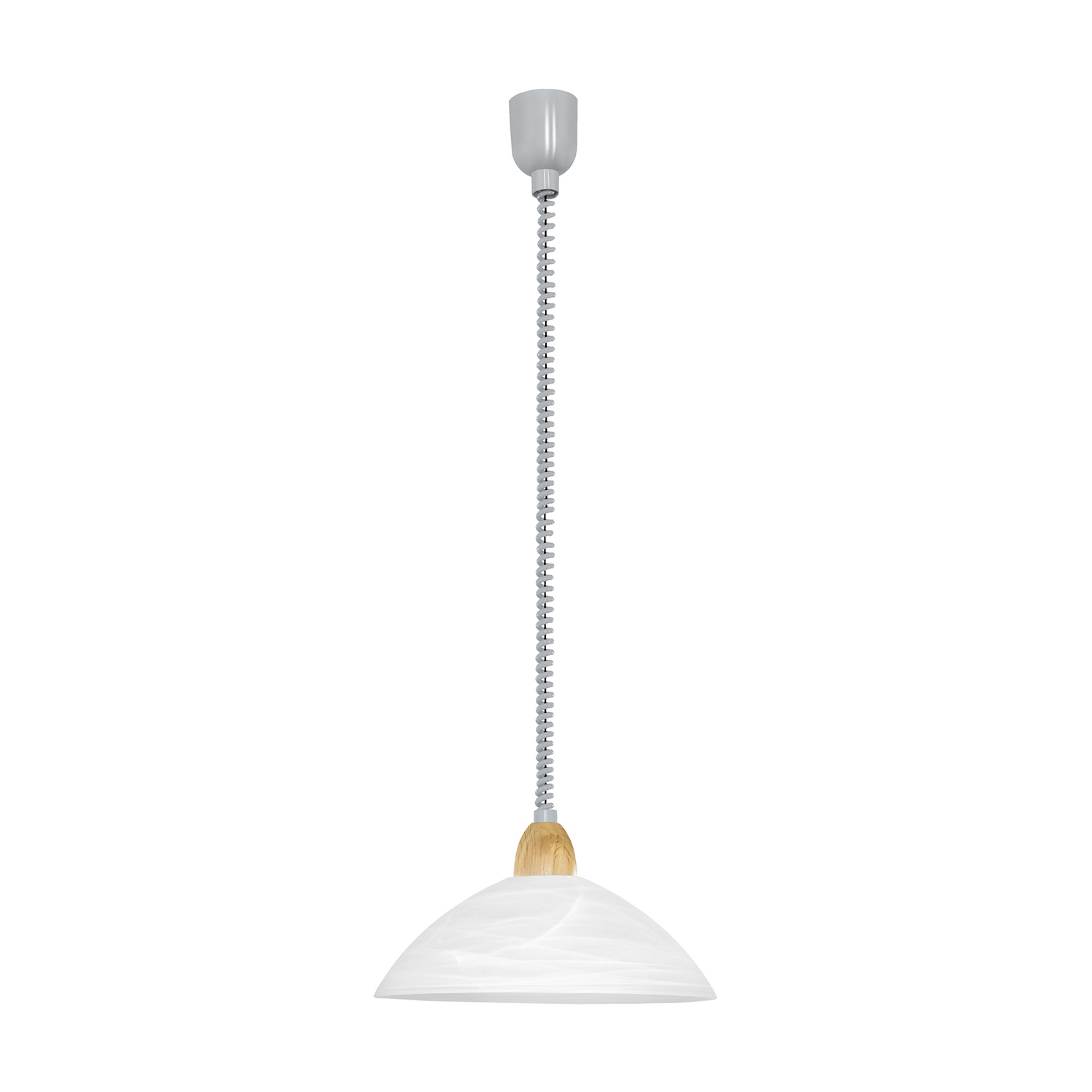 foto del prodotto lampadario a sospensione moderno lord 2 policarbonato nichel vetro 1 luce e27