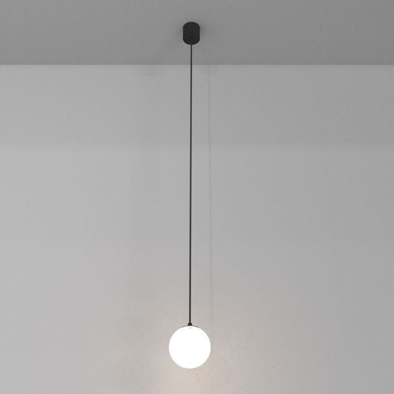 foto del prodotto lampadario a sospensione moderno luna alluminio nero led integrato 5w fredda