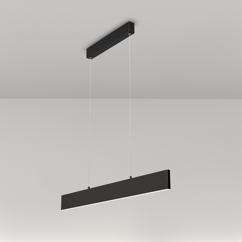 foto del prodotto lampadario a sospensione moderno step metallo nero luce led integrato 23w fredda