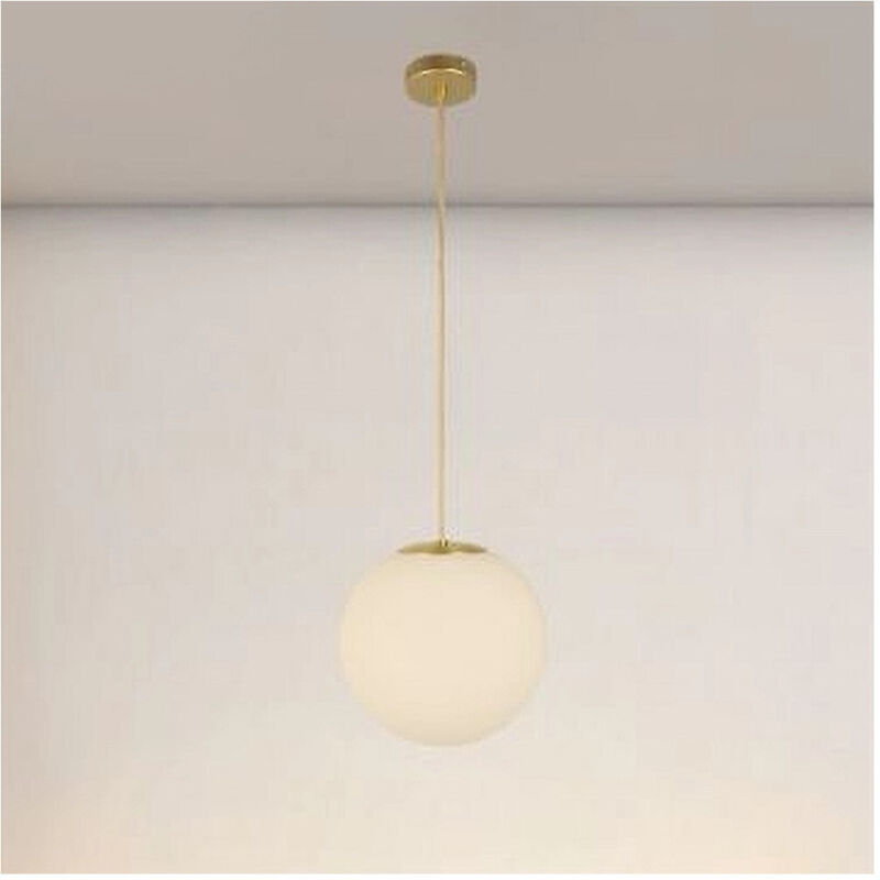 foto del prodotto lampadario a sospensione oro con sfera vetro bianco attacco e27 moderno minimal 33504 - - trade shop traesio