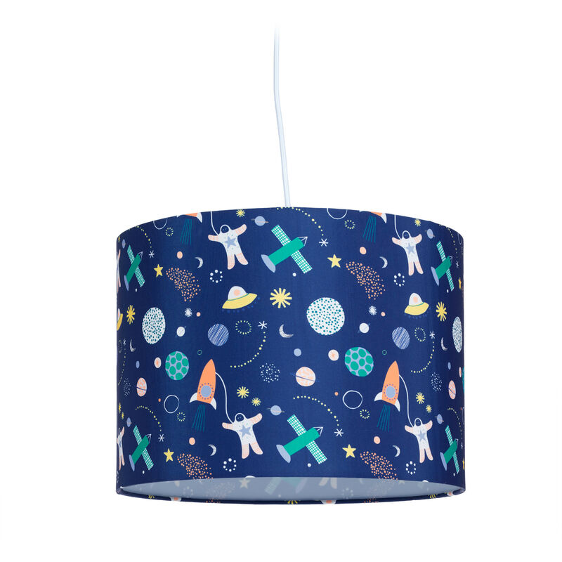 foto del prodotto lampadario a sospensione per bambini, cameretta e stanza dei giochi, motivo spazio, hxd 155x35 cm, colorato relaxdays