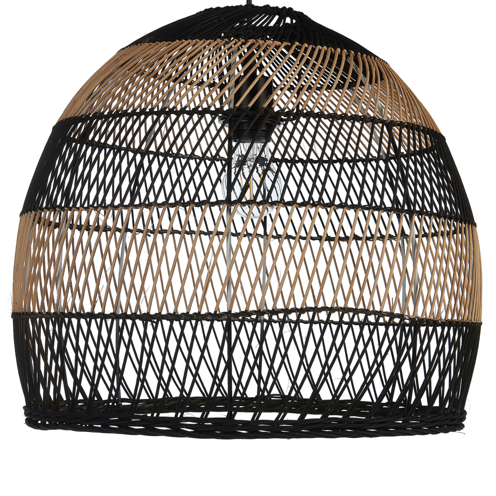 foto del prodotto lampadario a sospensione rattan nero naturale beige 130 cm paralume aperto boho