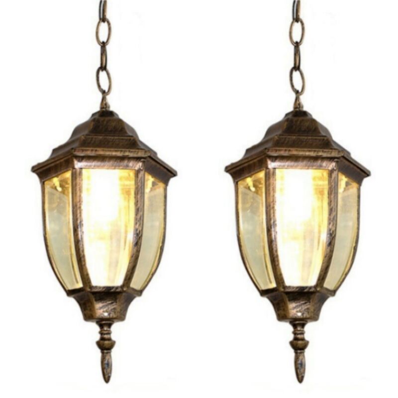 foto del prodotto lampadario a sospensione retr lampada da soffitto paralume vetro metallo plafoniera colore rame 16cm 2 pezzi